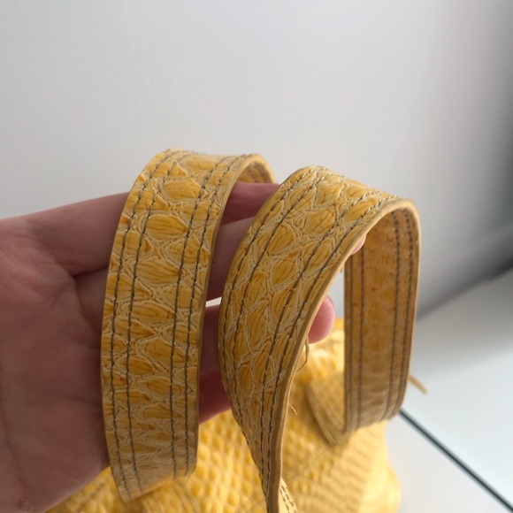 NWOT Maxx New York Yellow Faux Croc Hobo Spring Summer Bag - Picture 9 of 16